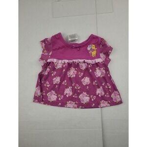 Winnie the Pooh Shirt Pink Baby Girl Size 18 Months Purple Ruffle Flower Skirt‎